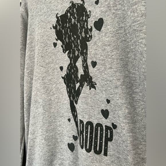 MODERN BETTY BOOP WOMENS SWEATSHIRT GRAY BLACK LACE SIZE XXL UNIVERSAL STUDIOS - Picture 3 of 6